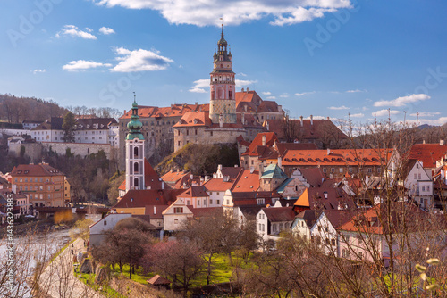 Obraz na płótnie Scenic view of Cesky Krumlov cityscape with historic architecture in Cesky Krumlov, Czech Republic w salonie