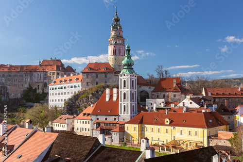 Obraz na płótnie Scenic view of Cesky Krumlov cityscape with historic architecture in Cesky Krumlov, Czech Republic w salonie