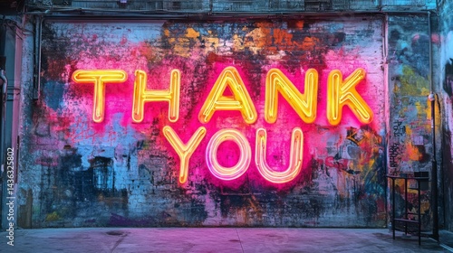 Wallpaper Mural Neon Thank You Sign on Grunge Wall Torontodigital.ca