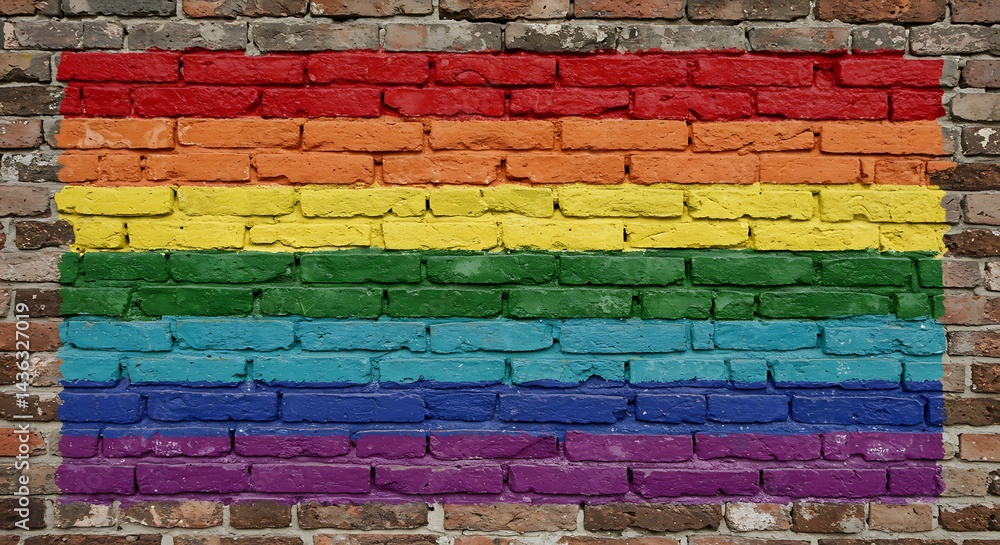 Fototapeta premium Brick by Brick, Rainbow's Hues AI Generated