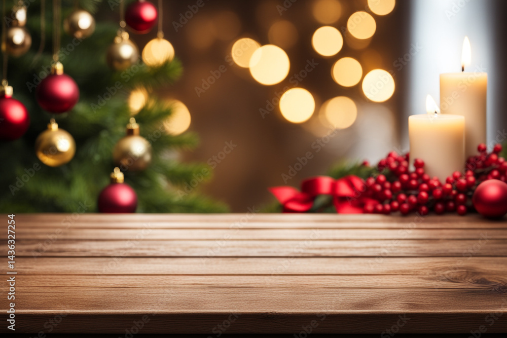 Christmas Tabletop Background with Decorations Christmas Tabletop Background with Decorations