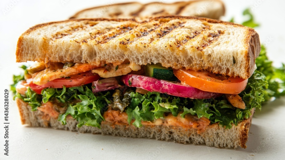 Grilled Vegetable Sandwich with Creamy Sauce on Whole Wheat Bread Grilled Vegetable Sandwich with Creamy Sauce on Whole Wheat Bread