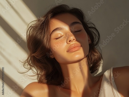Relaxed, sun-kissed woman
