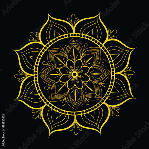 Circular pattern in the form of a mandala. Henna tattoo mandala. Mehndi style. Decorative pattern in oriental style. Coloring book page.
