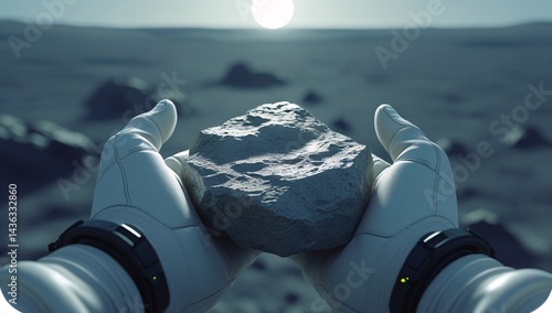 astronaut holding rock,astronaut,astronaut hand,first person view,hand holding rock,on moon,on mars,outer space,science,technology,travel,exploration,learning,solar system,galaxy,space station,lunar s