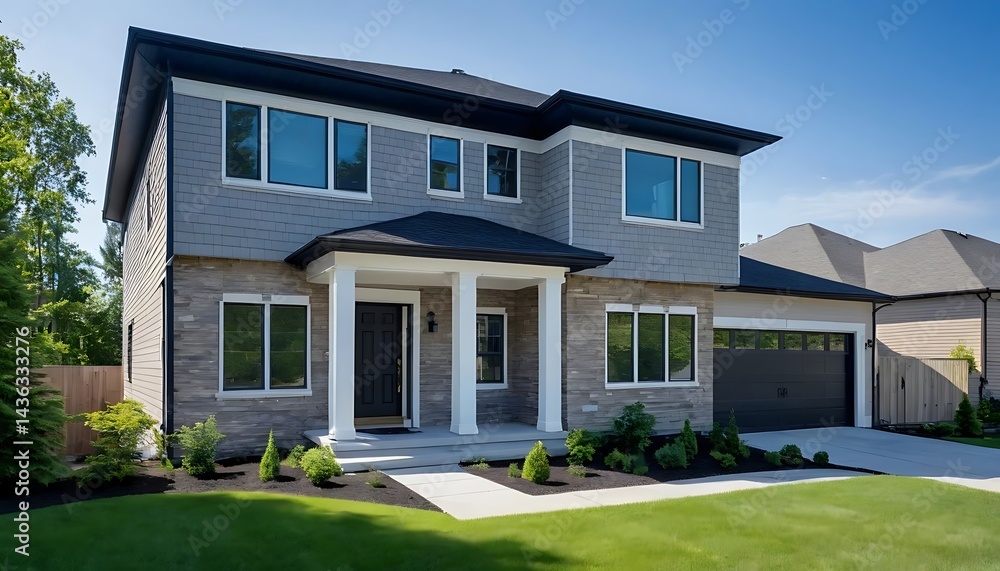 Sharp Focus on Modern Home Exterior for Real Estate Sharp Focus on Modern Home Exterior for Real Estate