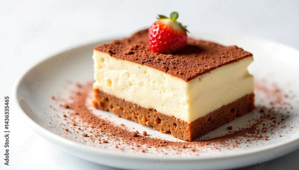 Individual tiramisu portion, dusted cocoa, white background , gourmet, creamy, pastry Individual tiramisu portion, dusted cocoa, white background , gourmet, creamy, pastry
