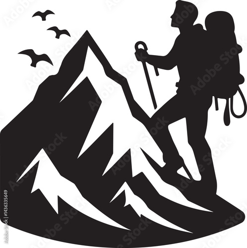vector illustration of a mountain climber