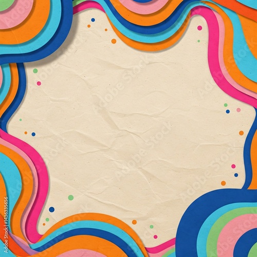 Colorful Paper Background with Curved Lines Graphic Design copy space