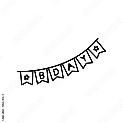 Festive Birthday Garland Sketch Illustration