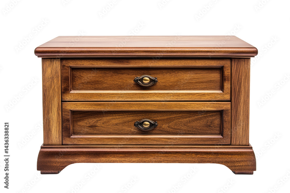 Wooden Drawer Chest In Sleek Polished isolated on a transparent background Wooden Drawer Chest In Sleek Polished isolated on a transparent background