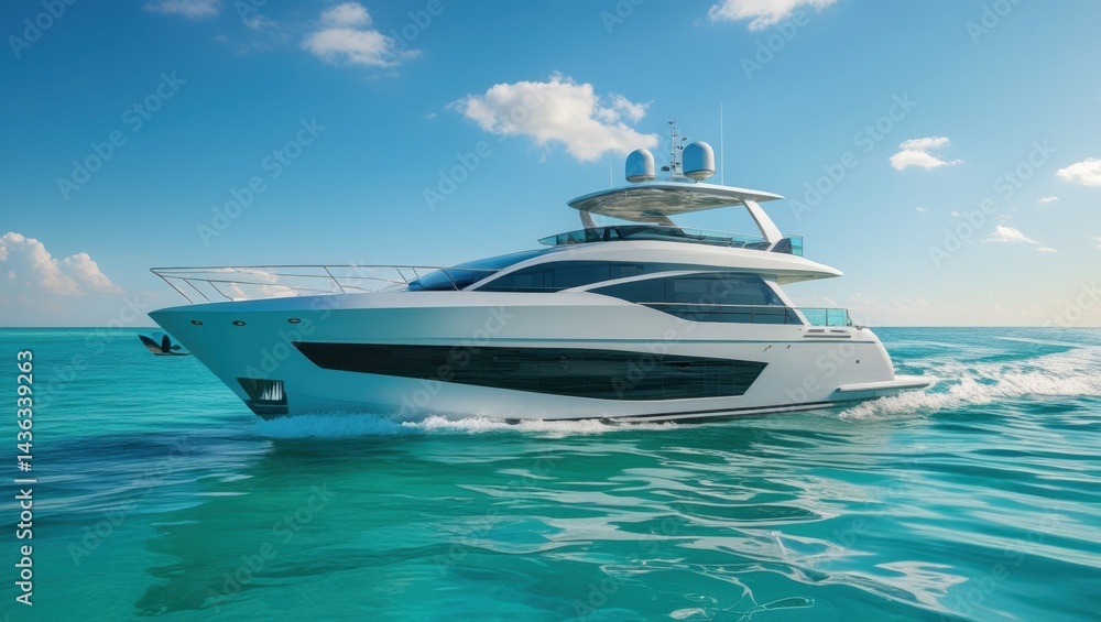 serene white boat sailing in the blue ocean illustration serene white boat sailing in the blue ocean illustration