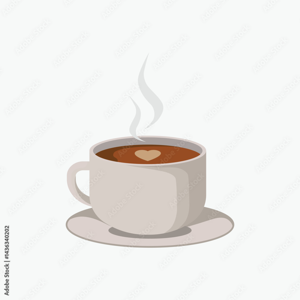 Obraz premium Set of vector illustration of a coffee cup with steam rising isolating on white background