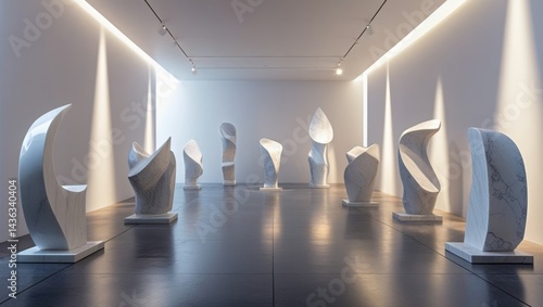 captivating artistic sculptures illuminated in a room