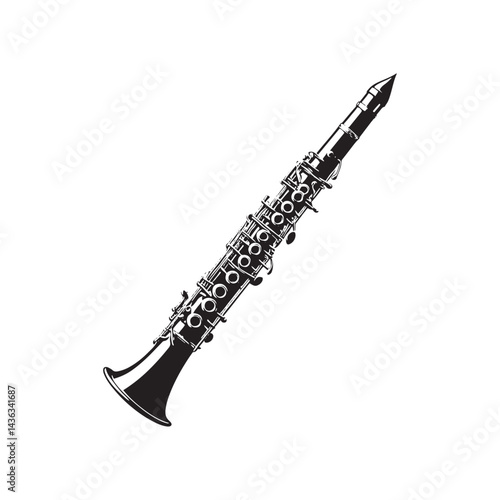 Melodic Currents: A Stylish Collection of Clarinet Vector Silhouettes Highlighting the Elegant Form, Smooth Tones, and Timeless Beauty of This Classic Woodwind Instrument.