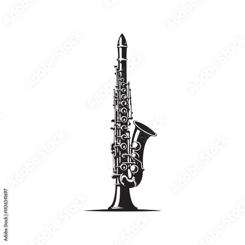 Melodic Currents: A Stylish Collection of Clarinet Vector Silhouettes Highlighting the Elegant Form, Smooth Tones, and Timeless Beauty of This Classic Woodwind Instrument.