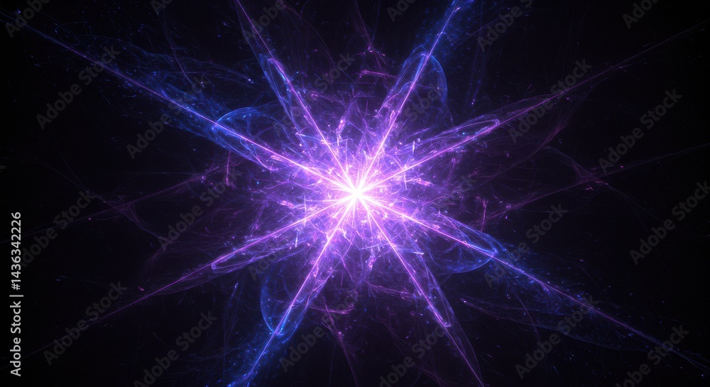 Cosmic bloom Violet starburst against dark void radiant energy Cosmic bloom Violet starburst against dark void radiant energy