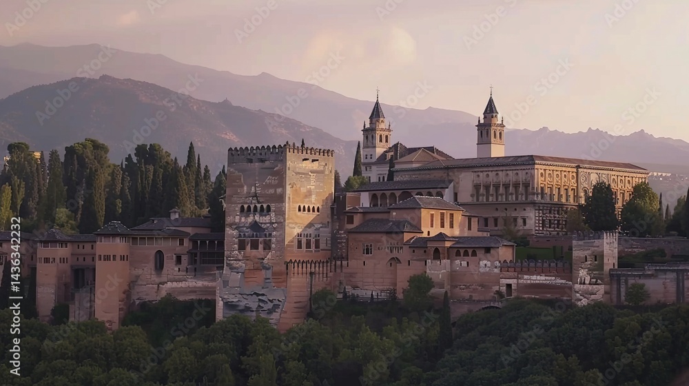 Obraz premium Alhambra Palace: A Majestic Marvel of Islamic Architecture and Historical Splendor