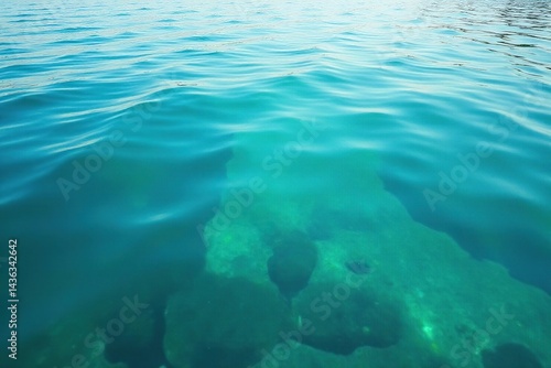 Wallpaper Mural Calm lake surface showing varied shades of blue and green with subtle texture, nature, stock, reflection Torontodigital.ca