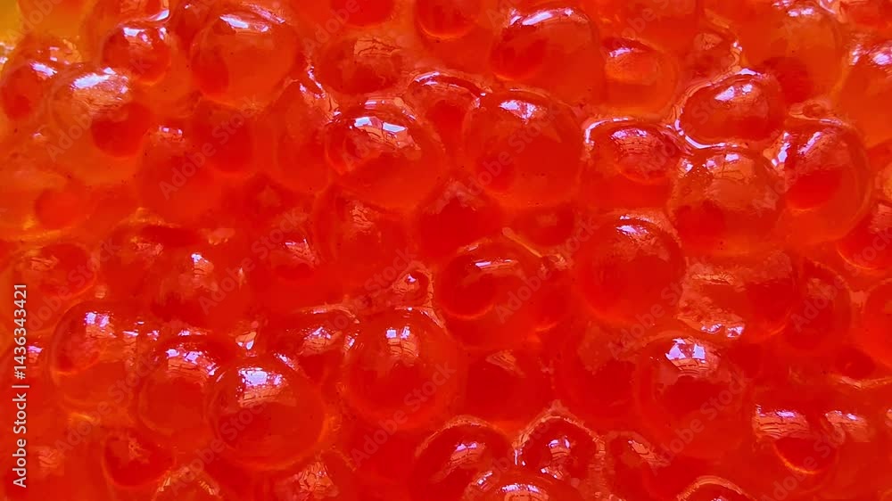 This closeup showcases bright red fish roe, ideal for gourmet dishes that leave a lasting impression This closeup showcases bright red fish roe, ideal for gourmet dishes that leave a lasting impression