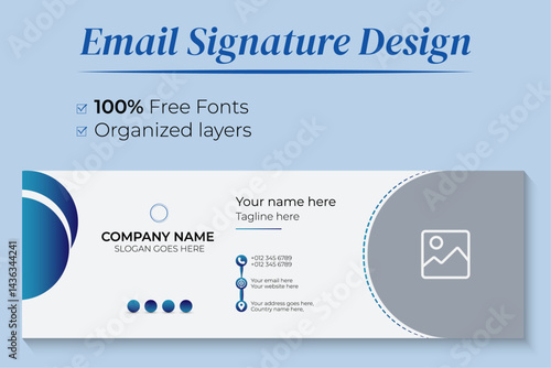 Modern and minimalist email signature design with an author photo place.