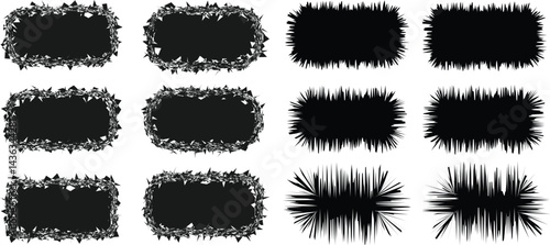  Splashes Brush line set. Vector abstract grungy straight lines circles Textured paint strokes Vintage clean accurate round brush strokes patt