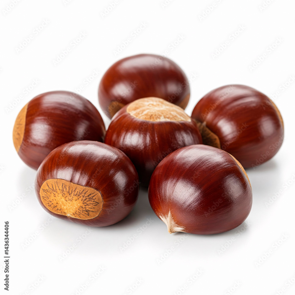 chestnuts isolated on white background close up. studio shot. healthy food. chestnuts isolated on white background close up. studio shot. healthy food.