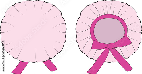Hair bonnet design technical flat sketch