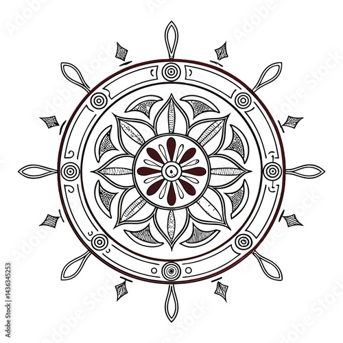 Circular pattern in the form of a mandala. Henna tattoo mandala. Mehndi style. Decorative pattern in oriental style. Coloring book page.