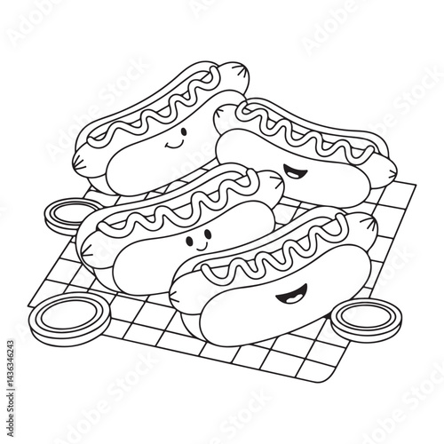 Cheerful Hot Dog Scene with Chefs and Delicious Toppings