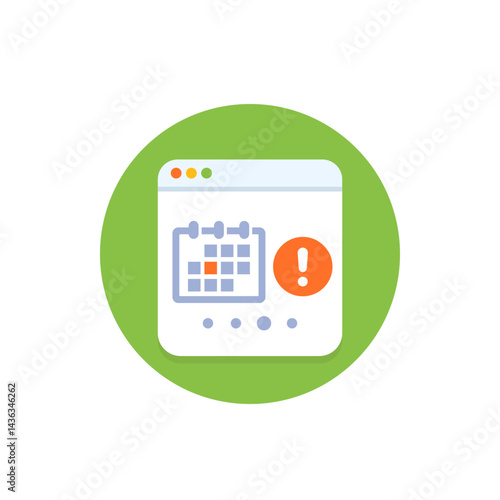 appointment alert, event schedule warning icon, flat design