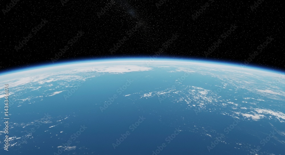 Fototapeta premium Earth viewed from space with a focus on the vast blue oceans, highlighting the importance of water, clean and minimalistic design, soft light, environmental message
