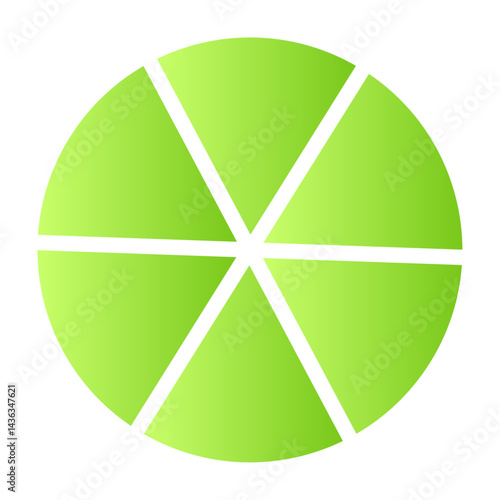 green 3D pie chart infographic, percentage donut diagram with divided sections, business analysis graph. Flat vector illustration isolated