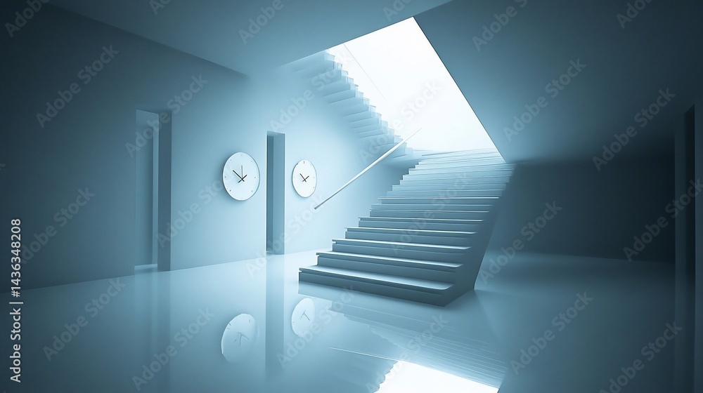 Obraz premium Modern Staircase in Minimalist Hallway