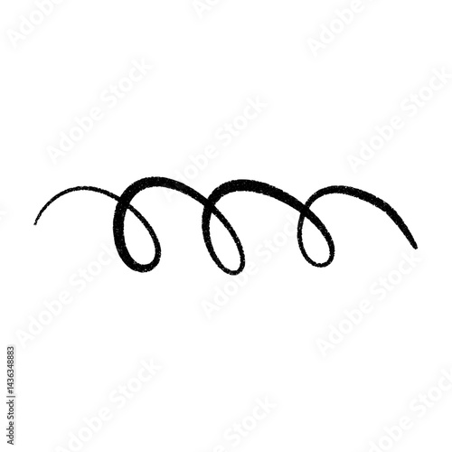 Flexible coil spring spiral. Thin wire curves in bouncing zigzag shapes. Flat vector illustration isolated on white background.
