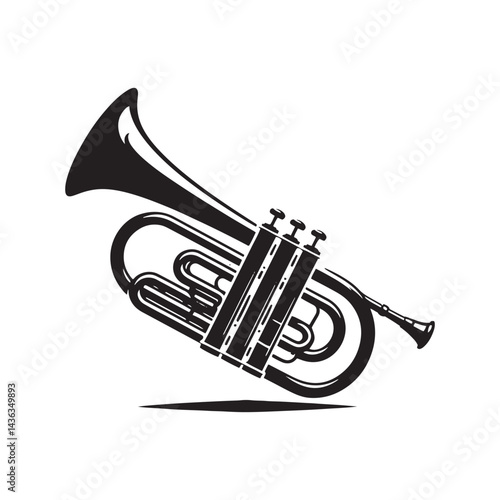 Brass Harmony: A Bold Collection of Cornet Vector Silhouettes Celebrating the Elegant Shape, Rich Sound, and Classic Charm of This Iconic Brass Wind Instrument.