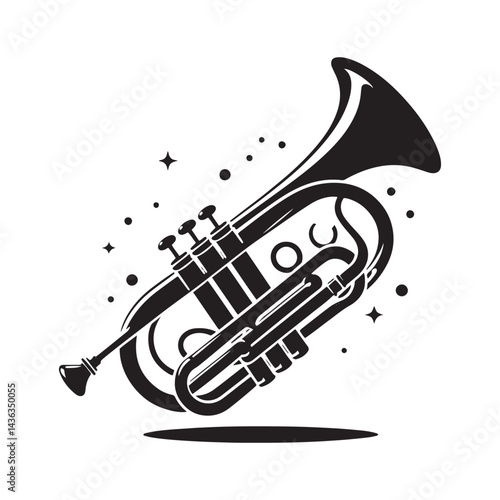 Brass Harmony: A Bold Collection of Cornet Vector Silhouettes Celebrating the Elegant Shape, Rich Sound, and Classic Charm of This Iconic Brass Wind Instrument.