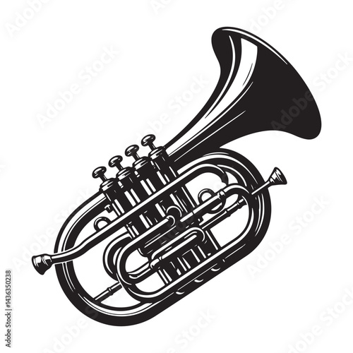 Brass Harmony: A Bold Collection of Cornet Vector Silhouettes Celebrating the Elegant Shape, Rich Sound, and Classic Charm of This Iconic Brass Wind Instrument.