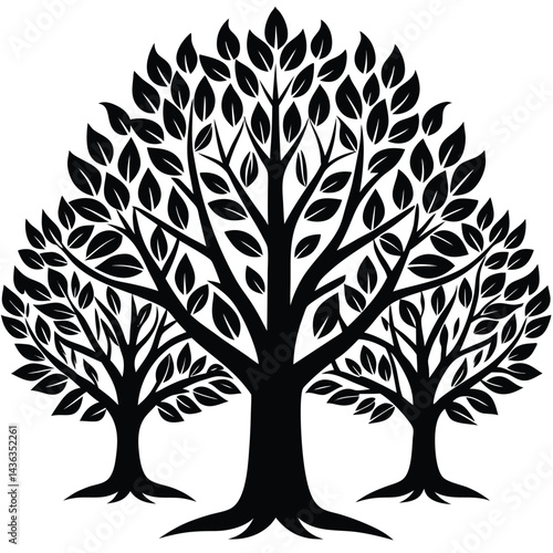 beach trees icon set on white background