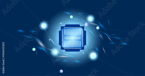 Futuristic Glowing Particles in Quantum Field Illustration in Vector Art