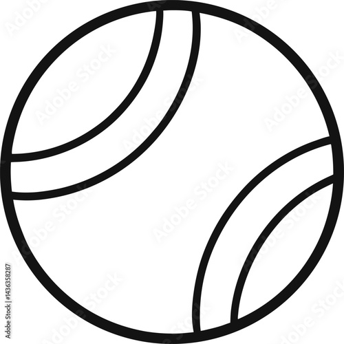 tennis ball outline icon on a transparent background, Flat Vector Tennis Ball Icon