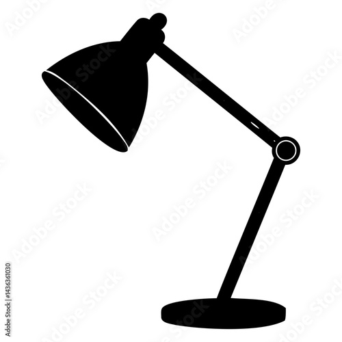 Black Silhouette of a Study Lamp Vector Art Illustration on transparent background