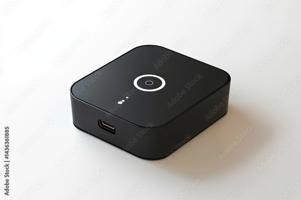 Compact black square audio device Compact black square audio device