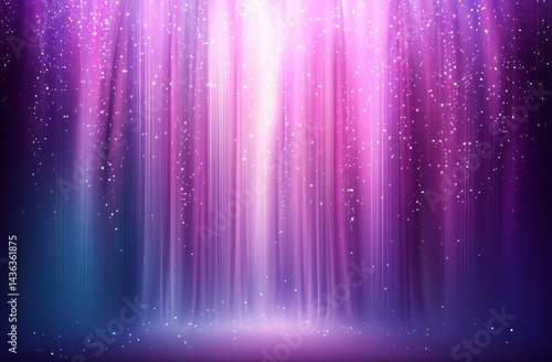 Vibrant purple and blue vertical lines converge toward a bright central light in this abstract image  where gradient colors generate a sense of depth and motion