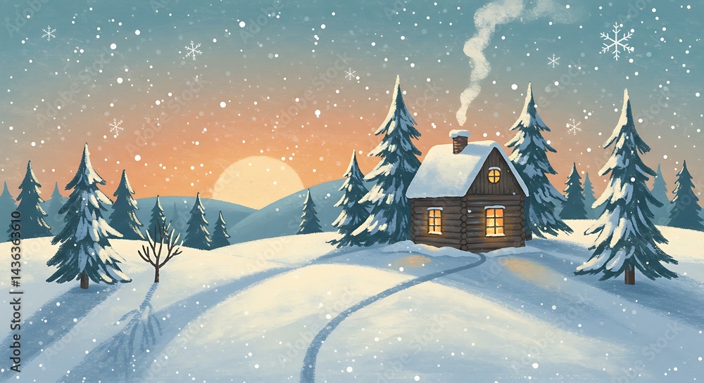 Fototapeta premium Winter's Gentle Embrace AI Generated