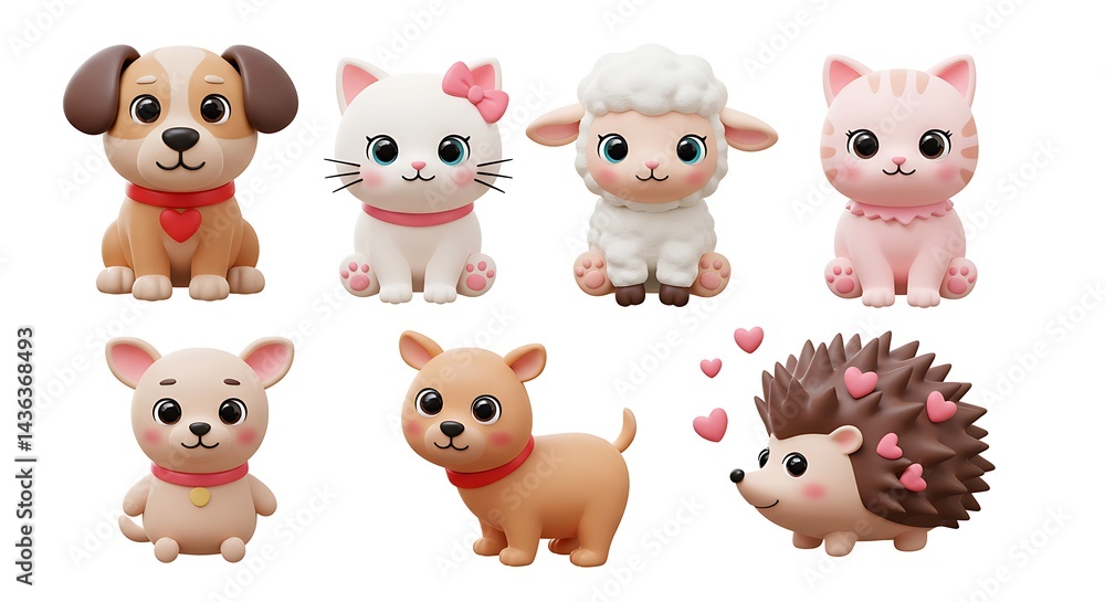 Animal Figurines Featuring Dog Cat Sheep and Hedgehog Animal Figurines Featuring Dog Cat Sheep and Hedgehog