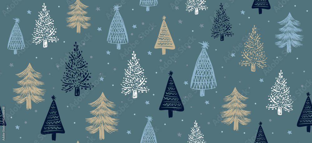 Christmas trees on green background Christmas trees on green background