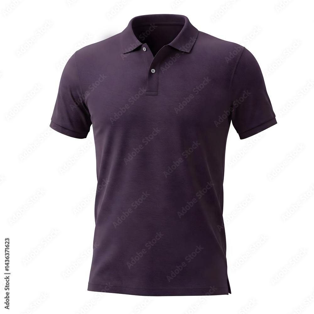 Empty White Background Display of a Dark Purple Polo Shirt Mockup, with Folds and Creases Accentuated Empty White Background Display of a Dark Purple Polo Shirt Mockup, with Folds and Creases Accentuated