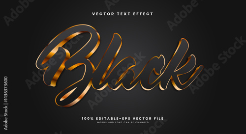Black golden Style 3d editable text effect Template with modern style design
