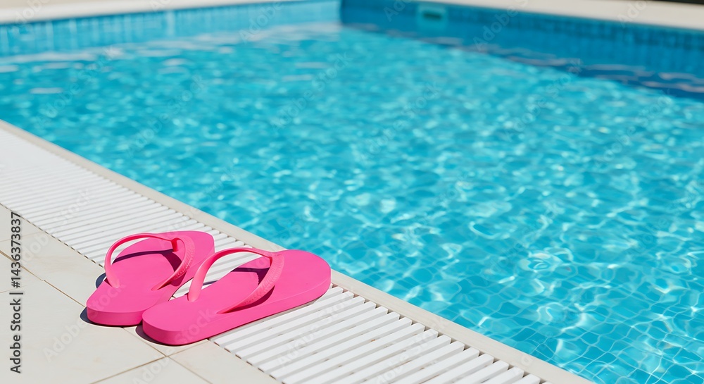 Obraz premium Poolside Pink Promise AI Generated